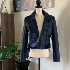 Blue silence + noise Leather Moto Jacket